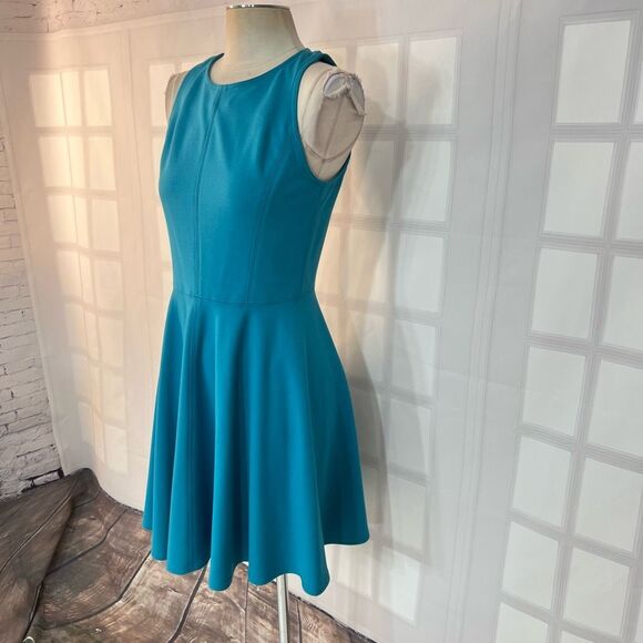 Rebecca Taylor NWT ponte jersey sleeveless fit & flare turquoise dress size 4 - Picture 5 of 13